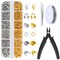 1200 Pieces Crimp Beads Kit for Jewelry Making, Crimp Beads, Covers, Tubes and Wire Guardians, Lobster Clasps, Jump Rings, Crimping Pliers and Beading Wire
